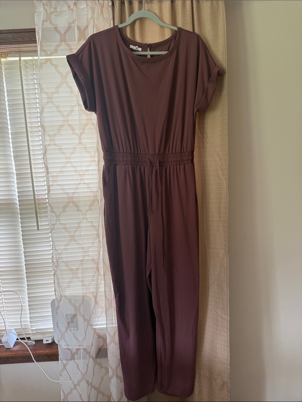 Maurices Mauve-Brown Short-Sleeve Jumpsuit